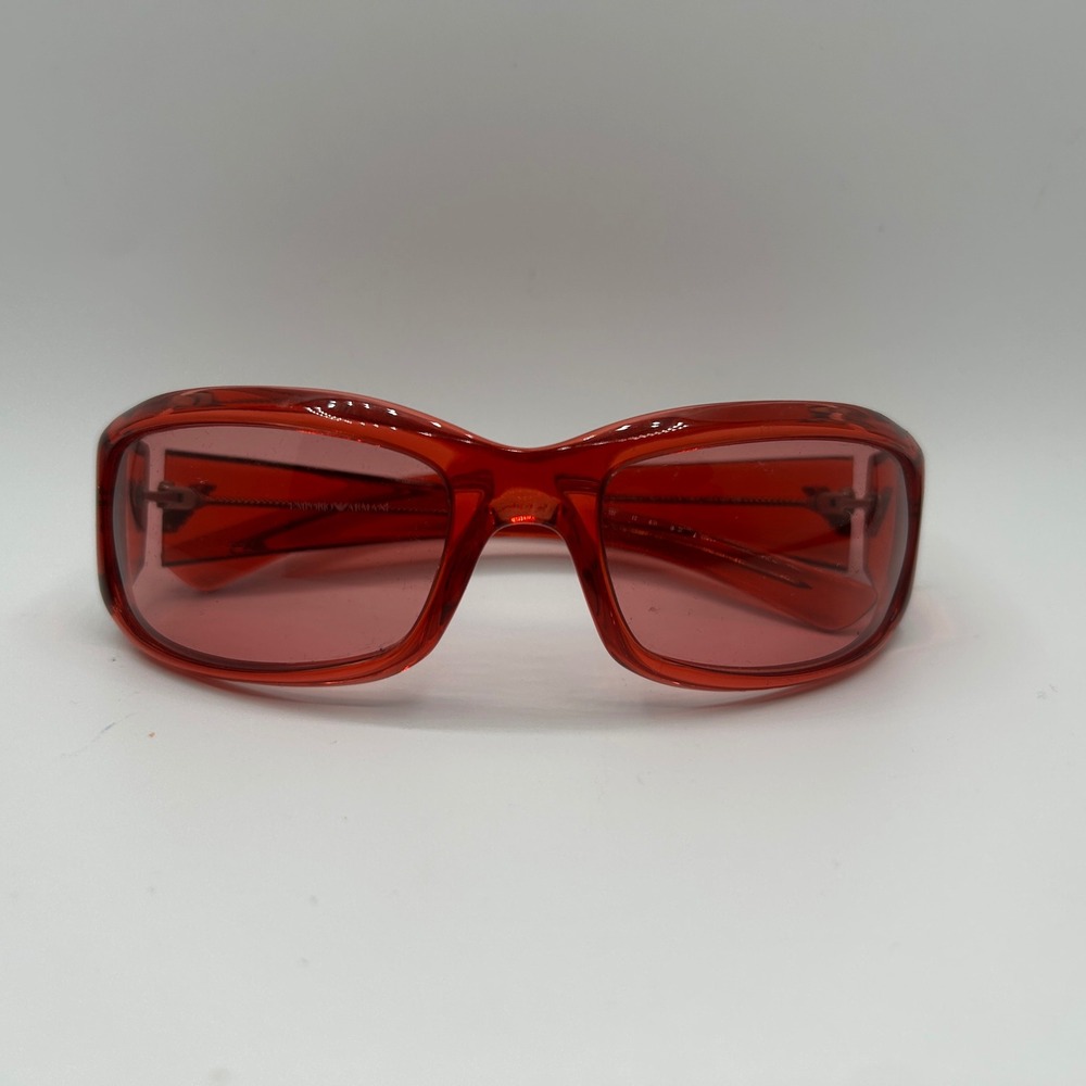 Emporio Armani Sunglasses Unisex Red EA 9157/S M04 Italy Y2K Logo Excellent